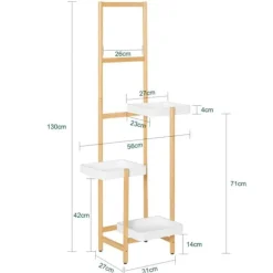 Blomhylla i trä - Växtställ STR13-WN - Flerplanig - För 3 krukor - 31×130×27 cm - Montering krävs - Vit