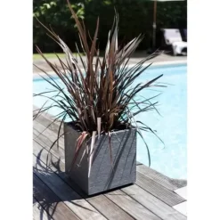 Blomkruka Fyrkantig 40 cm - EDA - Grafit - 31 L - 39 x 39 x H. 43 cm - Grå Antracit