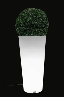 Blomkruka med LED-belysning 80 cm hög – vit