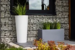 Blomkruka med LED-belysning 80 cm hög – vit