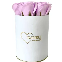 Blomlåda Inspiruj - Vit låda med tvålrosor - nr 6 Ljuslila