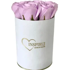 Blomlåda Inspiruj - Vit låda med tvålrosor - nr 6 Ljuslila