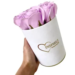 Blomlåda Inspiruj - Vit låda med tvålrosor - nr 6 Ljuslila