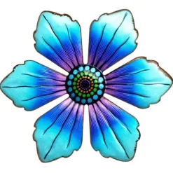 Blomma Metall Väggdekor Trädgård prydnad 15x15x0,8cm - Blå