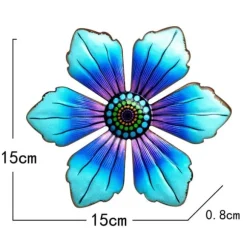 Blomma Metall Väggdekor Trädgård prydnad 15x15x0,8cm - Blå