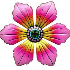 Blomma Metall Väggdekor Trädgård prydnad 15x15x0,8cm - Röd