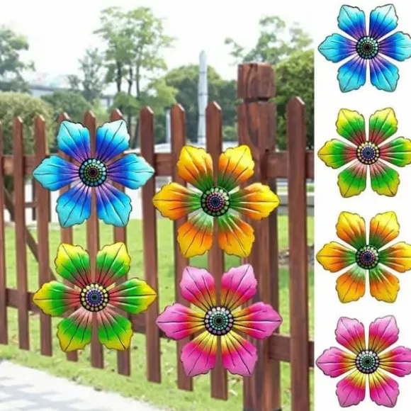 Blomma Metall Väggdekor Trädgård prydnad 15x15x0,8cm - Röd