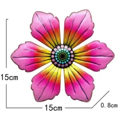 Blomma Metall Väggdekor Trädgård prydnad 15x15x0,8cm - Röd