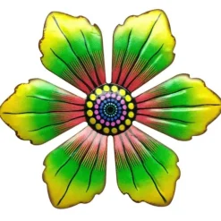 Blomma Metall Väggdekor Trädgård prydnad 15x15x0,8cm - Grön