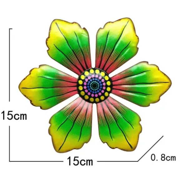 Blomma Metall Väggdekor Trädgård prydnad 15x15x0,8cm - Grön
