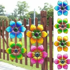 Blomma Metall Väggdekor Trädgård prydnad 15x15x0,8cm - Grön