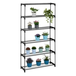 Blomsterhylla, 174x91x28,5 cm, Svart, Metall
