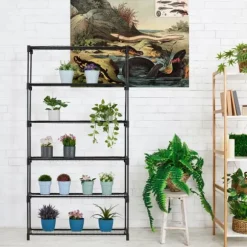 Blomsterhylla, 174x91x28,5 cm, Svart, Metall