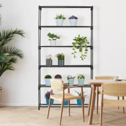 Blomsterhylla, 174x91x28,5 cm, Svart, Metall
