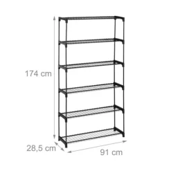 Blomsterhylla, 174x91x28,5 cm, Svart, Metall