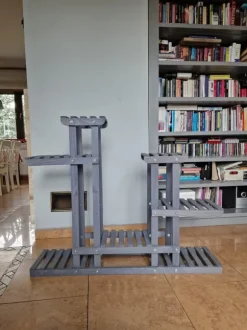 Blomsterlåda i trä 95x116x25 cm, flernivåer, grå, RKB