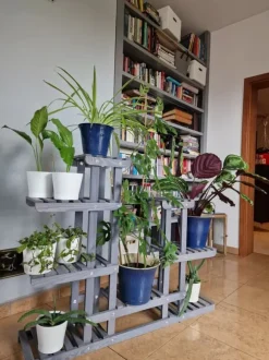 Blomsterlåda i trä 95x116x25 cm, flernivåer, grå, RKB