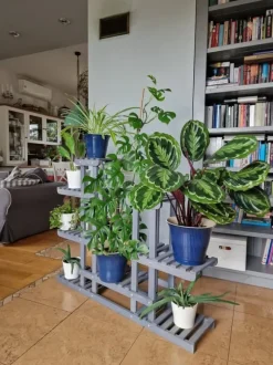 Blomsterlåda i trä 95x116x25 cm, flernivåer, grå, RKB