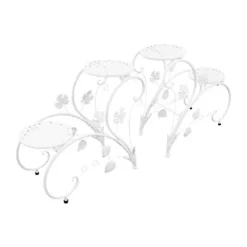 Blomsterställ - Växtställ 2-pack - Metall - För Inne/Ute - Balkong, Trädgård, Vardagsrum - Vit