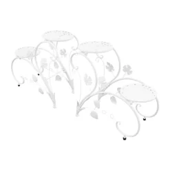 Blomsterställ - Växtställ 2-pack - Metall - För Inne/Ute - Balkong, Trädgård, Vardagsrum - Vit