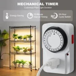 Blomsterställ med växtlampa, 90x35x150 cm, Svart, Metall