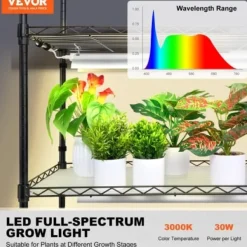 Blomsterställ med växtlampa, 90x35x150 cm, Svart, Metall