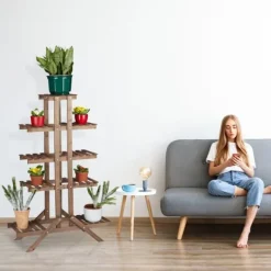 Blomsterställ, 142,5x83x28,5 cm, Brun