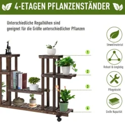 Blomsterställ, 123,5x33x80 cm, Brun