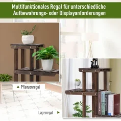 Blomsterställ, 123,5x33x80 cm, Brun