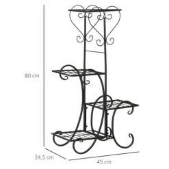 Blomsterställ, 45x24,5x80 cm, Svart