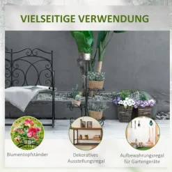 Blomsterställ, 45x24,5x80 cm, Svart