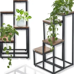 Blomställning, hylla för blommor, växter, krukor, fristående, 4 hyllor, loft