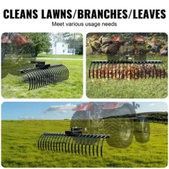 Bogsering bakom landskapskratta 60, Dethatcher-raka med 21 stålpinnar, effektiv borttagning av mossa, ergonomisk design