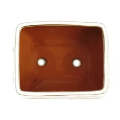 bonsai skål med fat storlek 2 - ljus beige - fyrkantig - modell g81 - l 14,5 cm - b 11,5 cm - h 6,5 cm