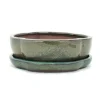 bonsai skål med fat storlek 3 - grön - haitang/oval - modell i5 - l 17cm - b 14cm - h 5,5cm