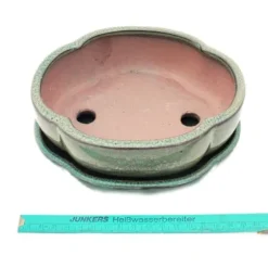 bonsai skål med fat storlek 3 - grön - haitang/oval - modell i5 - l 17cm - b 14cm - h 5,5cm