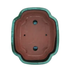 bonsai skål med fat storlek 3 - grön - haitang/oval - modell i5 - l 17cm - b 14cm - h 5,5cm