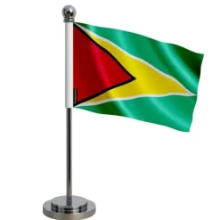 Bordflagg - Guyana - 14 x 21 cm - Polyester - Trykk på framside/bakside - Rustfritt stål