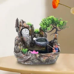 Bordfontän, 30 x 18 x 26 cm, Resinmaterial, Nedsänkt pump, Pastoral stil, Naturliga element