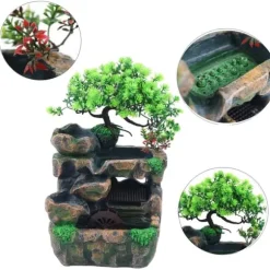 Bordfontän, LED-belysning, dekorativ design,ljusgrön