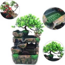 Bordfontän, LED-belysning, dekorativ design,ljusgrön