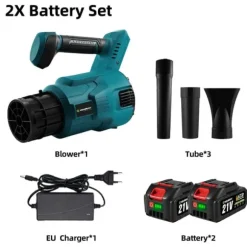 Borstlös Elektrisk Snöslunga,30000rpm Sladdlös Blåsare,3 Hastighetsinställningar,Med 2batterier