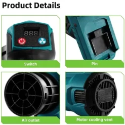 Borstlös Elektrisk Snöslunga,30000rpm Sladdlös Blåsare,3 Hastighetsinställningar,Med 2batterier