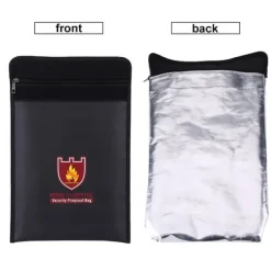 Brandsäker dubbelsidig väska för LiPo-batteri, pengar och dokument