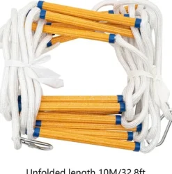 Brandstege 10 m, kraftig, belastningskapacitet 200 kg, lätt säkerhetsstege med krokar för hemmabruk och räddningsinsatser