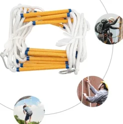 Brandstege 10 m, kraftig, belastningskapacitet 200 kg, lätt säkerhetsstege med krokar för hemmabruk och räddningsinsatser