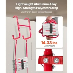 Brandstege 7,62m, 3-våningar, Aluminiumlegering, Halkfria Stegpinnar, Maxlast 453 kg