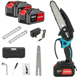 Bärbar Elmotorsåg 6-tums, 800W & 0,8kg Lättvikt, 2x3000mAh Batterier Inkluderade