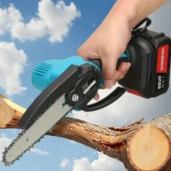 Bärbar Elmotorsåg 6-tums, 800W & 0,8kg Lättvikt, 2x3000mAh Batterier Inkluderade
