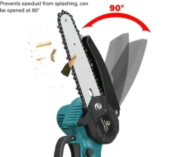 Bärbar Elmotorsåg 6-tums, 800W & 0,8kg Lättvikt, 2x3000mAh Batterier Inkluderade